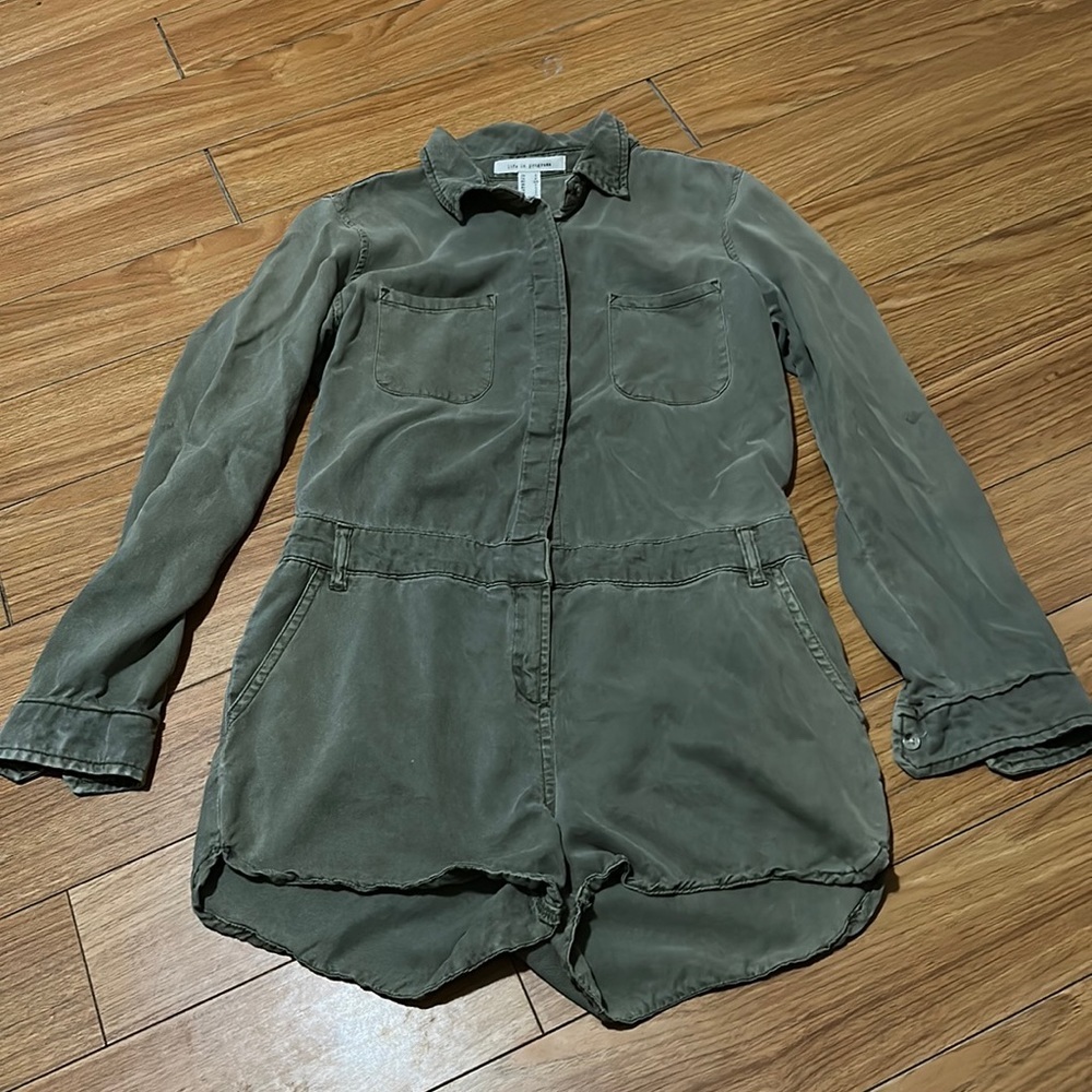 life in progress Olive Green Women’s Utility Romper Shorts